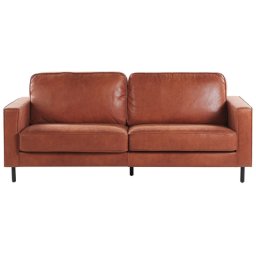 Sofa Goldbraun Polsterbezug Lederoptik 3-Sitzer Minimalistisch Wohnzimmer