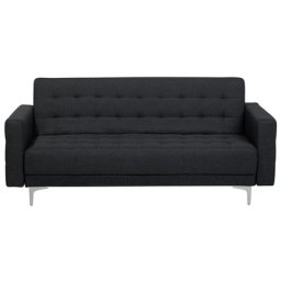 Sofa Dunkelgrau Polsterbezug 3-Sitzer Schlaffunktion Klassisch Wohnzimmer