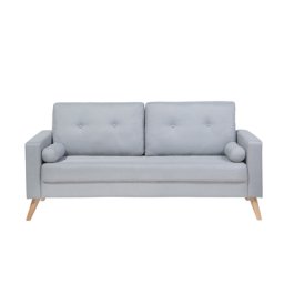 Sofa Hellgrau Polsterbezug 2-Sitzer Modern Zierkissen Wohnzimmer