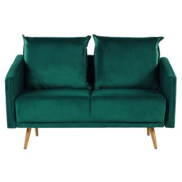 Sofa Grün Samtstoff 2-Sitzer 130 x 78 x 68 abnehmbare Kissenbezüge Minimalistisch Retro Wohnzimmer / Flur / Arbeitzimmer Modernes Desing
