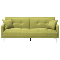 Sofa Grün Polsterbezug 3-Sitzer Schlaffunktion Modern Zierkissen Wohnzimmer