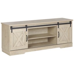 TV Möbel Heller Holzfarbton Schwarz Spanplatte MDF-Platte 150 x 40 x 60 cm 2 Schiebetüren Landhaus Stil Multifunktional Stauraum Wohnzimmer