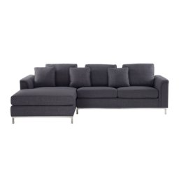 Ecksofa Grau Polsterbezug L-Förmig Rechtsseitig Modern Zierkissen Wohnzimmer