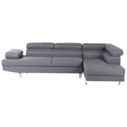 Ecksofa Grau Polsterbezug L-Förmig Linksseitig Traditionell Modern Wohnzimmer