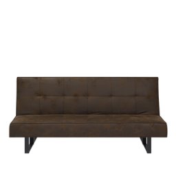 Sofa Braun Polsterbezug Lederoptik 3-Sitzer Schlaffunktion Klassisch Wohnzimmer