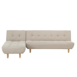Ecksofa Beige Polsterbezug L-Förmig Rechtsseitig Modern Wohnzimmer