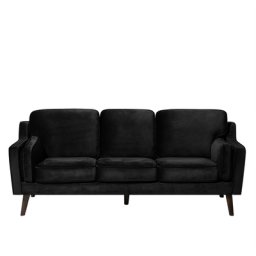 Sofa Schwarz Samtstoff 3-Sitzer Retro Minimalistisch Wohnzimmer