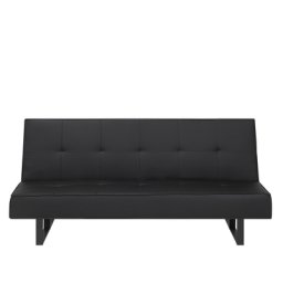 Sofa Schwarz Kunstleder 3-Sitzer Schlaffunktion Modern Wohnzimmer
