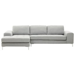 Ecksofa Hellgrau Polsterbezug L-Förmig Rechtsseitig Modern Wohnzimmer