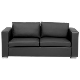 Sofa 3-Sitzer Schwarz aus Leder in geradliniger Form Modernes Design