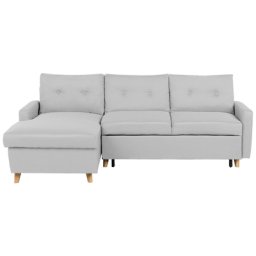 Ecksofa Hellgrau Polsterbezug L-Förmig Rechtsseitig Schlaffunktion Modern Wohnzimmer