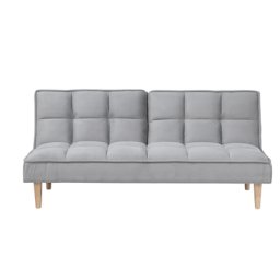 Sofa Hellgrau Polsterbezug 3-Sitzer Schlaffunktion Traditionell Wohnzimmer