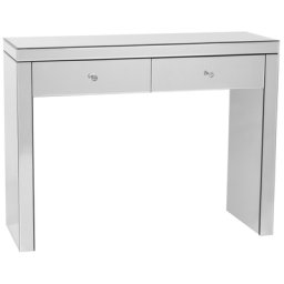 Konsolentisch Silber 35 x 100 cm Spiegeloptik Kleine Kommode Glänzend Rechteckig Modern