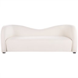 Sofa Weiß Samtstoff 3-Sitzer Geschwungene Form Elegant Modernes Design Gebogene Designer Couch für Wohnzimmer