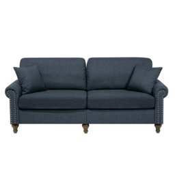 Sofa Dunkelgrau Polsterbezug 3-Sitzer Traditionell Zierkissen Wohnzimmer