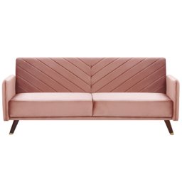 Sofa Dreisitzer Rosa Samtstoffbezug Schlafcouch Funktionell Komfortabel Rechteckig Modern