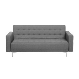 Sofa Hellgrau Polsterbezug 3-Sitzer Schlaffunktion Klassisch Wohnzimmer