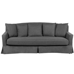 Sofa Grau Polsterbezug 3-Sitzer Ausziehbarer Bezug Klassisch Mediterran Wohnzimmer