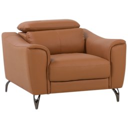 Sessel Braun Leder Kunstleder verchromtes Metall Retro Stil