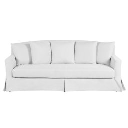 Sofa Weiß Polsterbezug 3-Sitzer Ausziehbarer Bezug Klassisch Mediterran Wohnzimmer