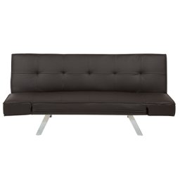 Sofa Dunkelbraun Polsterbezug Lederoptik 3-Sitzer Schlaffunktion Minimalistisch Wohnzimmer