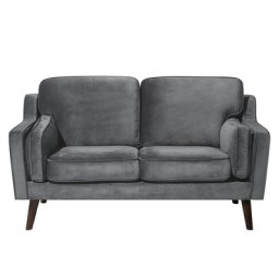 Sofa Grau Samtstoff 2-Sitzer Retro Minimalistisch Wohnzimmer