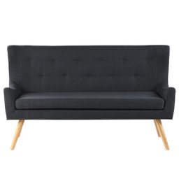 Sofa Schwarz Polsterbezug 2-Sitzer Küchensofa mit Holzgestell Modern Wohnzimmer Salon Möbel Wohnecke Sitzecke Küche