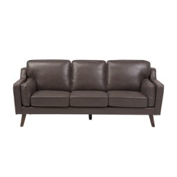 Sofa Braun Polsterbezug Lederoptik 3-Sitzer Retro Wohnzimmer