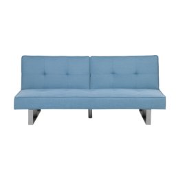 Sofa Blau Polsterbezug 3-Sitzer Schlaffunktion Modern Wohnzimmer