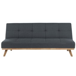 Sofa Dunkelgrau Polsterbezug 3-Sitzer Schlaffunktion Minimalistisch Wohnzimmer