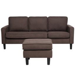 Sofa Braun Polsterbezug 3-Sitzer Traditionell-Modern Ottomane Wohnzimmer