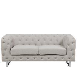 Sofa Beige Polsterbezug 2-Sitzer Chesterfield Stil Modern Wohnzimmer