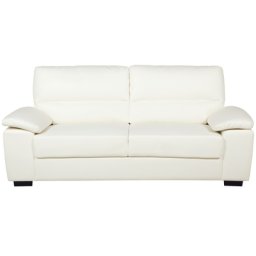 Sofa Creme Kunstleder 3-Sitzer Modern Wohnzimmer