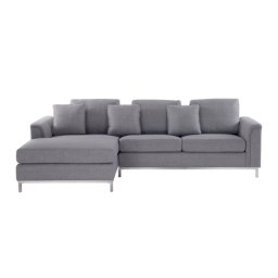 Ecksofa Hellgrau Polsterbezug L-Förmig Rechtsseitig Modern Zierkissen Wohnzimmer