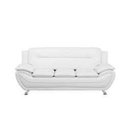 Sofa Weiß Kunstleder 3-Sitzer Traditionell Wohnzimmer