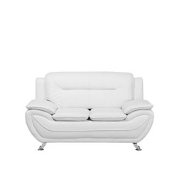 Sofa Weiß Kunstleder 2-Sitzer Traditionell Wohnzimmer