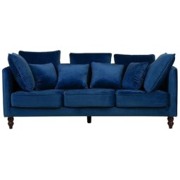 Sofa Blau Samtstoff 3-Sitzer Elegant Skandinavisch Zierkissen Wohnzimmer