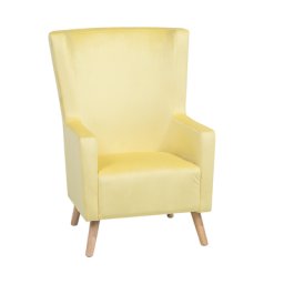 Ohrensessel Gelb Polsterbezug Gummibaumholzbeine Einzelsessel Wohnzimmer elegant