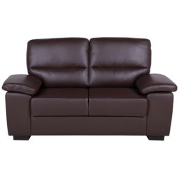 Sofa Braun Kunstleder 2-Sitzer Retro Wohnzimmer