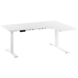 Schreibtisch rechtsseitig Weiß Spanplatte 160x110 cm mit Metallgestell elektrisch höhenverstellbar L-Form Büro Arbeitszimmer Möbel