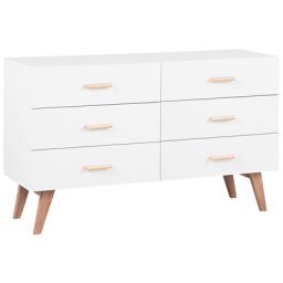 Kommode weiß MDF Platte Eichenholz 75 x 120 x 42 cm Retro Minimalistisch Funktional Praktisch Dekorativ Wohnzimmer