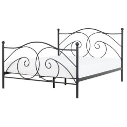 Metallbett Schwarz 160 x 200 cm Mit Lattenrost Metall Verzierungen Romantisch Klassisch
