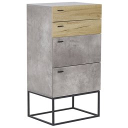 Kommode Grau Faserplatte MDF-Platte in Betonoptik mit 4 Schubladen und Metallbeinen 105 x 55 x 41 cm Industrieller Stil Wohnzimmer