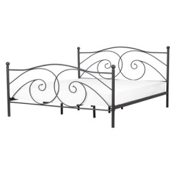 Metallbett Schwarz 140 x 200 cm Mit Lattenrost Metall Verzierungen Romantisch Klassisch