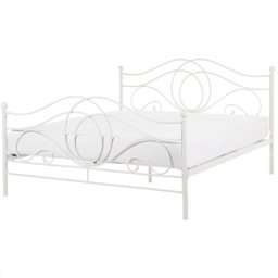 Metallbett Weiß 160 x 200 cm Mit Lattenrost Metall Verzierungen Romantisch Klassisch