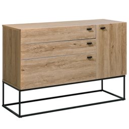 Kommode Heller Holzfarbton Faserplatte Metall 79 x 115 x 41 cm Rustikal Multifunktional Geräumige Schubladen Alle Wohnbereiche