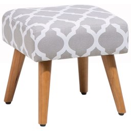 Sitzhocker Grau/Weiß Baumwolle/Holz Modern