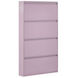 Hoher Schuhschrank Violett Stahl 15x80x137 cm mit 4 Klapptüren Modern Industrie Stil Flur Eingangsbereich Diele Ankleide Garage Garderobe