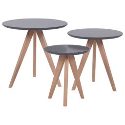 Couchtisch 3er Set Grau Braun MDF Tischplatte Rund Modern