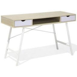Schreibtisch Hellbraun mit Weiß 120 x 48 cm 2 Schubladen modernes Design